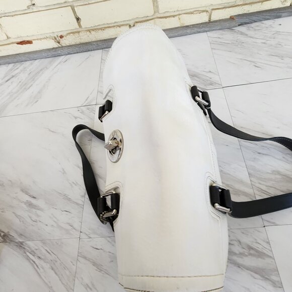 Rare Vintage Coach Hamilton White Pebbled Leather Satchel Tote Bag Purse - Picture 6 of 13